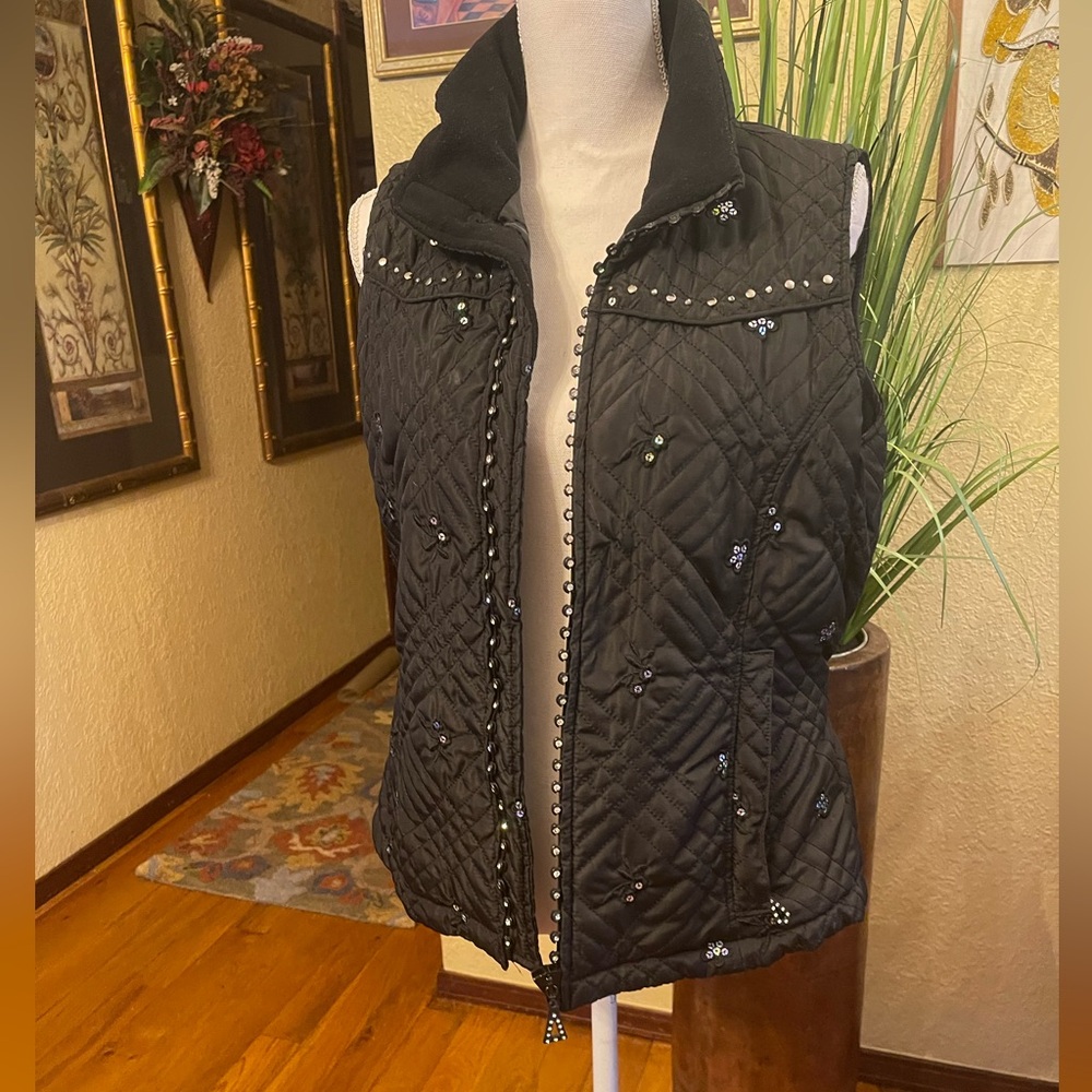 Rod’s Embellished Black Quilted Vest